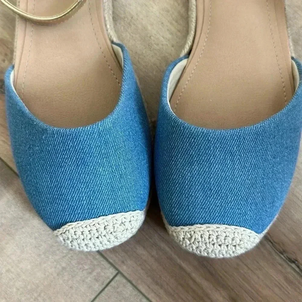 NEW Steve Madden Kids Girls Espadrilles Chambray Gold Sz 3